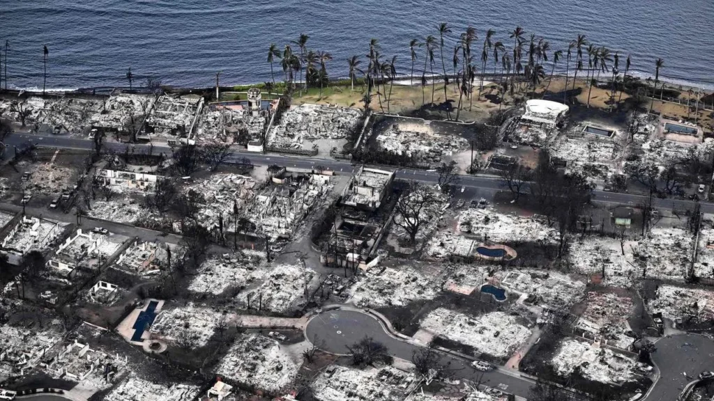 Image Suggestion: A photograph or graphic depicting the aftermath of a wildfire in Hawaii—perhaps a charred landscape or burnt structures set against a recognizable Maui landmark.
Purpose: Visually illustrate the scope of destruction caused by the Maui fire and provide context right from the start.